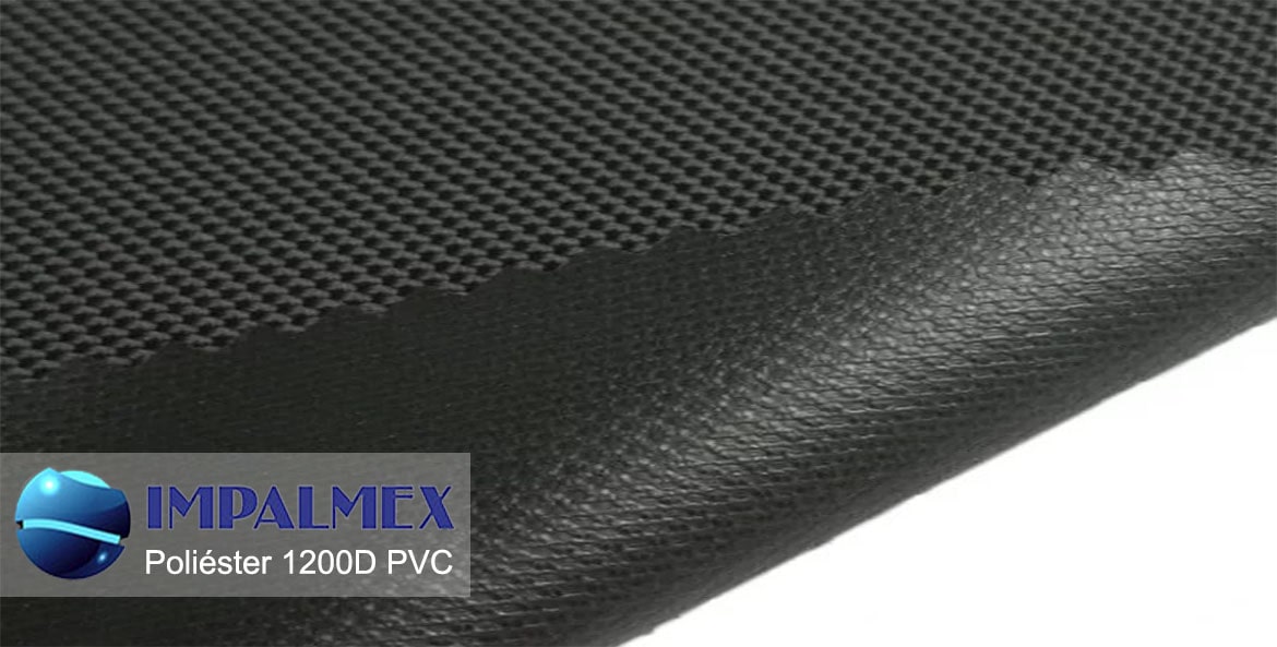 Polyester 1200D con recubrimiento PVC, diseñado para toldos, lonas industriales y tapicería de muebles robustos.