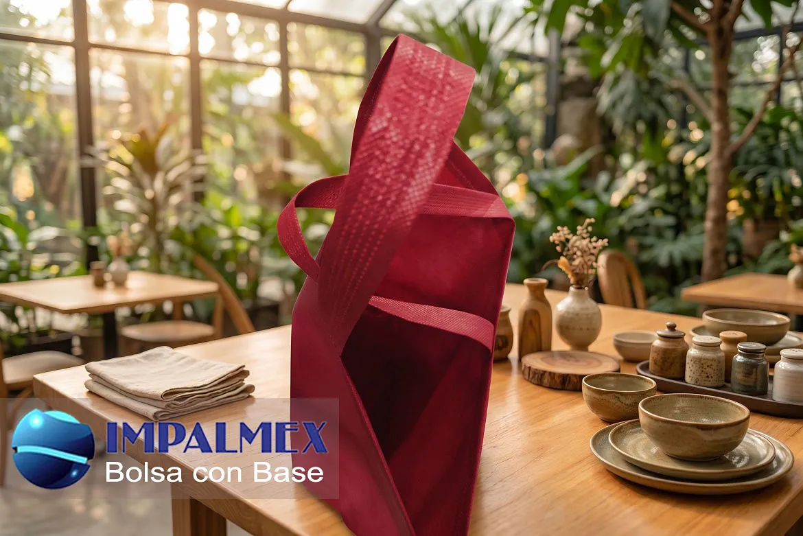 Bolsa ecologica roja de pellon con impresion de logotipo en serigrafia de alta definicion